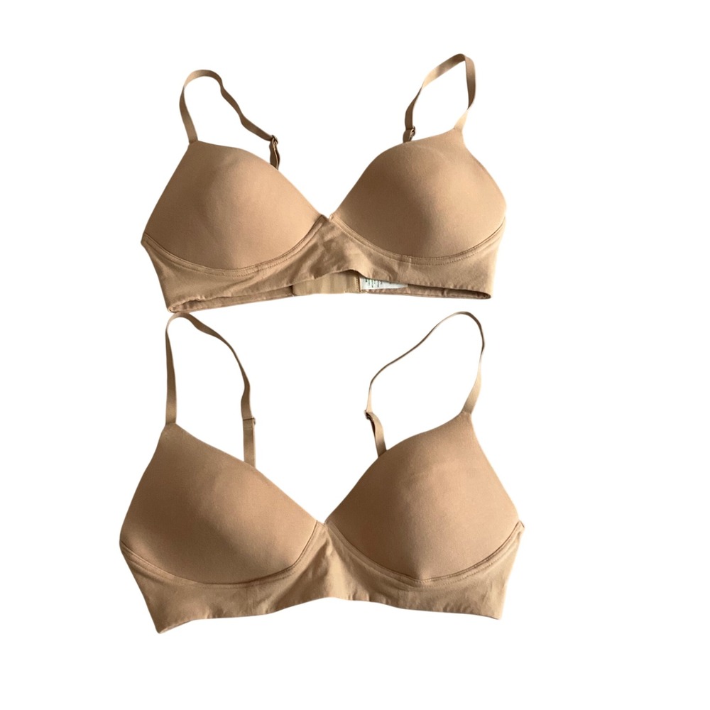 Aerie Superchill Wireless Bra Bundle Women 34B Tan Nude Real Good Cotton 2 Pack‎